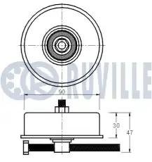 ролик обводной ремня генератора!\ Hyundai Sonata 91>, Mitsubishi Pajero 3.0 V6 9 540694 RUVILLE