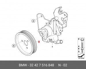 32427516848 ременный шкив !D=116MM \BMW 5' E60, LCI, E61, 6' E63, E64, 7' E65, E 32 42 7 516 848 BMW