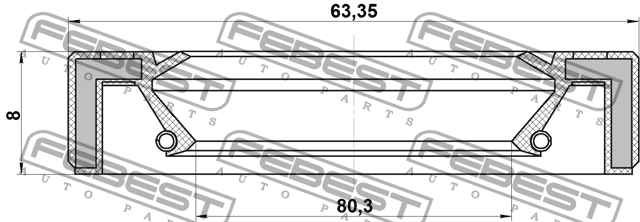 Сальник привода (65X80X8) MITSUBISHI OUTLANDER CU# 2002-2006 95GAS-65800808X 95GAS-65800808X FEBEST