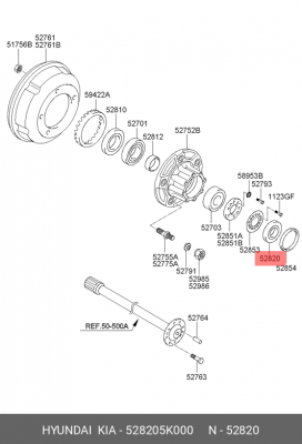 Сальник HYUNDAI HD65,County ЕВРО-3 ступицы задней наружный (52х102х10.5/15.3) OE 528205K000 HYUNDAI KIA