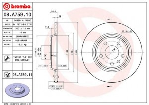 Диск тормозной 08.A759.11 08.A759.11 BREMBO