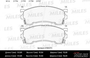 Колодки тормозные передние (Смесь Semi-Metallic) HAIMA (FAW) 3 / MAZDA 323/626/P E100373 MILES