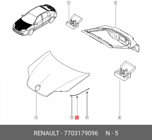 Фиксатор опоры капота RENAULT Laguna III RENAULT 7703 179 096 7703179096 RENAULT