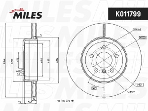 Диск тормозной задний D345мм. BMW 5 F10/11/7 F01-04 K011799 K011799 MILES
