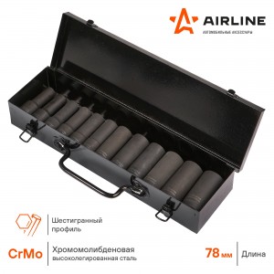 Набор головок ударных 1/2 78мм 12пр. (10-24мм) мет. кейс (ATAS042) ATAS042 AIRLINE
