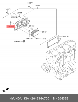 Кольцо уплотнительное HYUNDAI EX6,8 (15-) дв.D4CC теплообменника OE 264334A700 HYUNDAI KIA
