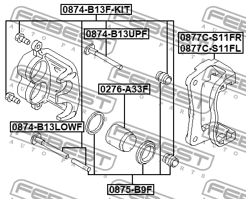 Втулка направляющая передн суппорта комплект 0874-B13F-KIT 0874-B13F-KIT FEBEST