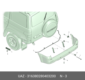 Кронштейн бампера УАЗ-3163 заднего правый (ОАО УАЗ) 316380280403200 UAZ UAZ