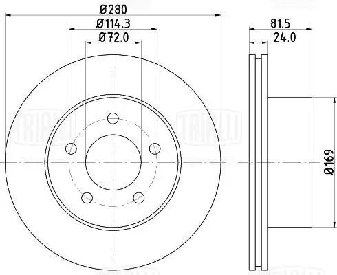 Диск торм. Jeep Cherokee (91-)/Jeep Grand Cherokee (92-) перед. d=280 (DF 073206 DF 073206 TRIALLI