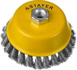 Кордщетка для УШМ "чашка" 120мм крученая сталь М14 STAYER 35128120 STAYER