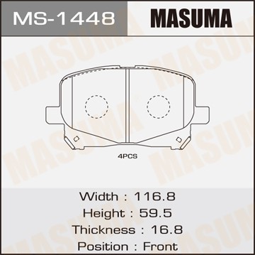 колодки дисковые п.!\Toyota Previa ACR3 2.0D-4D/2.4 16V 00> MS1448 MASUMA
