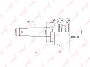 ШРУС наружный подходит для TOYOTA Hilux 2.5D-4.0 04 / Fortuner 2.5D-4.0 05 CO-38 CO-3856 LYNXAUTO