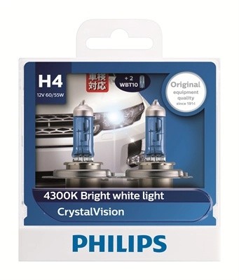 Лампа набор 12V H4 60/55W+W5W/T105 P43t бокс (2шт.+2шт.) Crystal Vision PHILIPS 12342CVSM PHILIPS