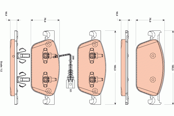 Колодки тормозные VW T5 (03-),Multivan (03-) передние (4шт.) TRW GDB1887 TRW