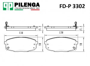 Колодки тормозные дисковые передние ELANTRA, I30 FD-P3302 FDP3302 PILENGA