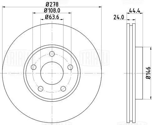 Диск торм. Ford Tourneo Conect (02-) перед. d=278 (окраш.) (DF 270318) DF 270318 TRIALLI