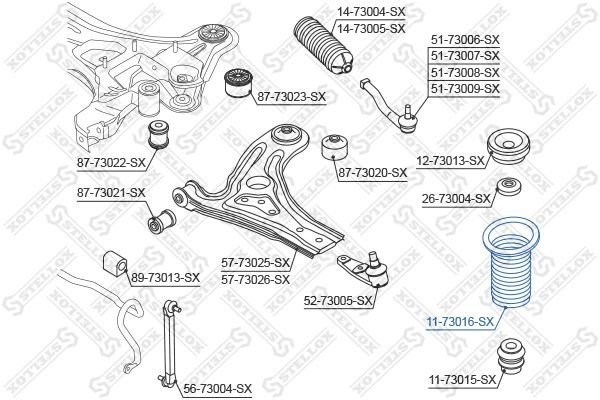 пыльник амортизатора переднего!\ Daewoo Kalos 02> 11-73016-SX STELLOX