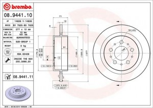 ДИСК ТОРМОЗНОЙ VOLVO S90 I (964) 2.9 1997-1998 BREMBO 08.9441.11 BREMBO