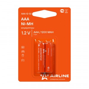Батарейки AAA HR03 аккумулятор Ni-Mh 1200 mAh 2 шт. в компл. AAA-12-02 AAA-12-02 AIRLINE