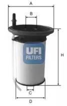 Фильтр топливный дизельный CITROEN JUMPER III, RELAY III 2.0BlueHDI 15-18 26.053 26.053.00 UFI
