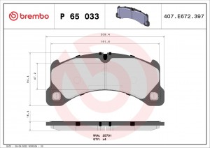 Колодки тормозные VW Touareg (10-) PORSCHE Cayenne (07-),Panamera (10-) передние P65033 BREMBO