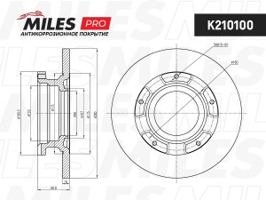 Диск тормозной (серия PRO с антикоррозионным покрытием) FORD TRANSIT 2.2-2.4 TDC K210100 MILES