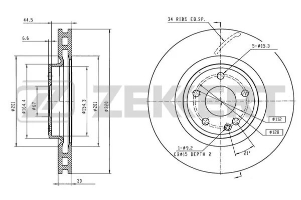 Диск тормозной перед. MB A-Class (176) 12- B-Class (242 246) 12- CLA (117) 13- G BS-6554 ZEKKERT