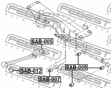 Сайлентблок задн подвески SUBARU IMPREZA G11 00-07, FORESTER S11 01-07 SAB-012 SAB-012 FEBEST