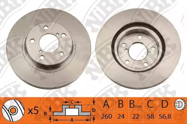 Диск тормозной SUBARU Impreza (92-) передний (1шт.) NIBK RN1091 NIBK