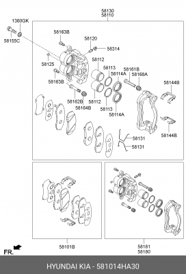 Колодки тормозные HYUNDAI Starex H-1 (07-) передние (4шт.) OE 581014HA30 HYUNDAI KIA