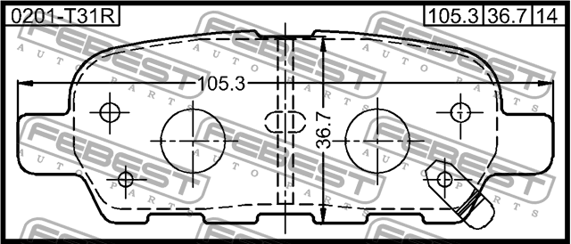 Колодки задние NISSAN PRIMERA P12 0201-T31R 0201-T31R FEBEST