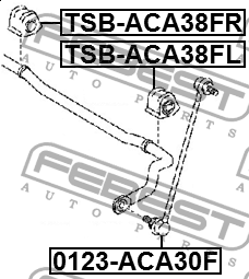 Втулка стабилизатора TOYOTA RAV4 ACA3,ALA3,GSA33,ZSA3 2005.11-2012.12 TSB-ACA38F TSB-ACA38FR FEBEST