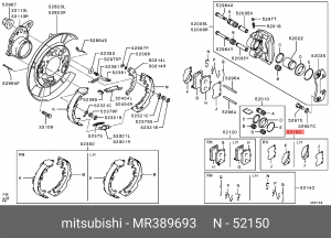 ПРОКЛАДКИ ЗАДНИХ КОЛОДОК,К-Т MR389693 MR389693 MITSUBISHI