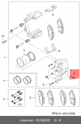Штуцер CHEVROLET Aveo (03-08),Epica (03-06) суппорта тормозного переднего прокач 93740532 GENERAL MOTORS