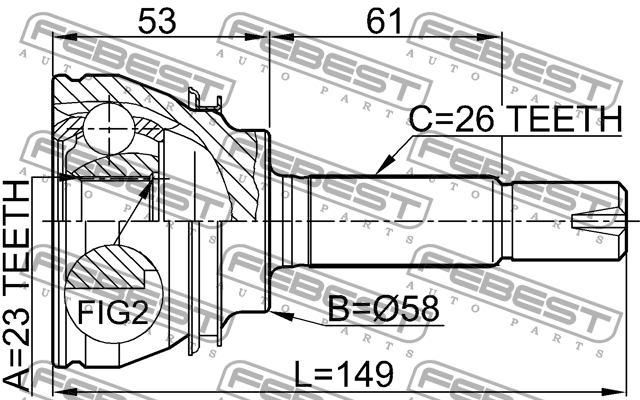 ШРУС наружный к-кт!\ Toyota Corolla (E12) 02-07 0110-054 FEBEST