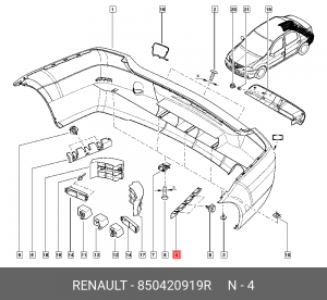 кронштейн бампера заднего! левый\ Renault Logan 1.4/1.6/1.5DCi 04> 850420919R RENAULT