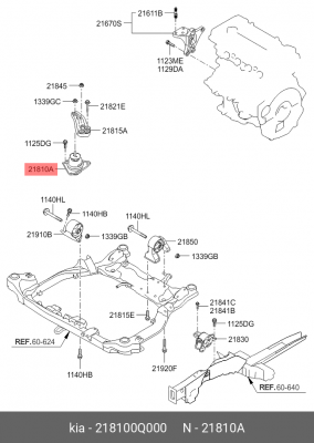 Опора двигателя HYUNDAI i30 (07-11) KIA Cerato (09-) правая OE 218100Q000 HYUNDAI KIA