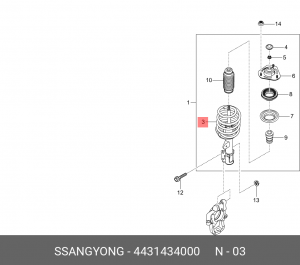 Пружина SSANGYONG Actyon (10-) стойки передней OE 4431434000 SSANG YONG