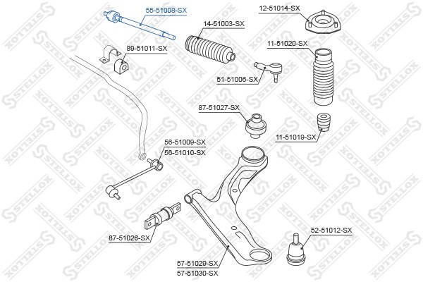 тяга рулевая!\ Hyundai Santa Fe 01> 55-51008-SX STELLOX