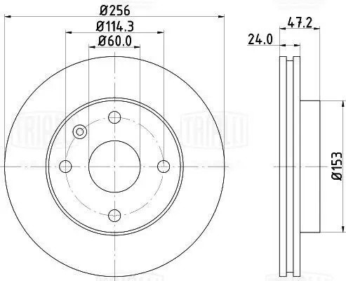 Диск торм. Chevrolet Lacetti (04-) перед. d=256 (перф/слот/окраш) (DF 272s) PRO DF 272S TRIALLI