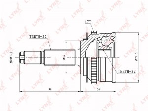 ШРУС наружный подходит для Chevrolet Lacetti 1.4 05, DAEWOO Kalos 1.5 97  CO-180 CO-1802A LYNXAUTO