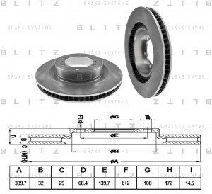Диск тормозной передний вентилируемый TOYOTA Land Cruiser Prado 150 09- BS0347 BS0347 BLITZ