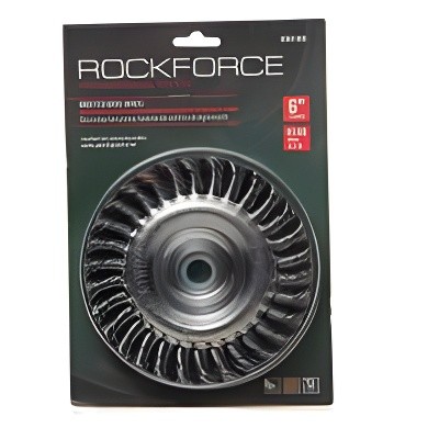 Кордщетка для УШМ дисковая 150мм витая сталь в блистере ROCKFORCE RFBWF106 ROCK FORCE