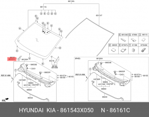 Накладка жабо HYUNDAI Elantra (10-15) правая OE 861543X050 HYUNDAI KIA