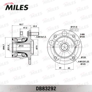 Ступица колеса передняя с подшипником HONDA PILOT/ACURA MDX II 06- AWD DB83292 DB83292 MILES