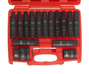 Набор вставок ударных 3/4" TORX T60-T100, E18-E24, HEX H17-H24 с адаптерами 3/4" JTC-J616C JTC TOOLS