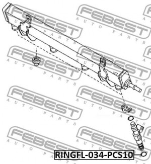 Кольцо уплотнительное FORD Fiesta форсунки топливной (упаковка 10шт.)(цена за 1  RINGFL-034-PCS10 FEBEST