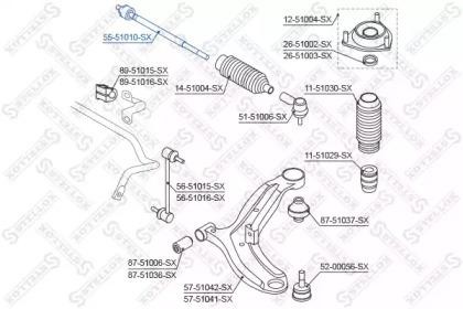 тяга рулевая! с г/у\ Hyundai Getz 02> 55-51010-SX STELLOX