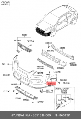 Направляющая KIA Ceed (06-) бампера переднего нижняя левая OE 865131H000 HYUNDAI KIA