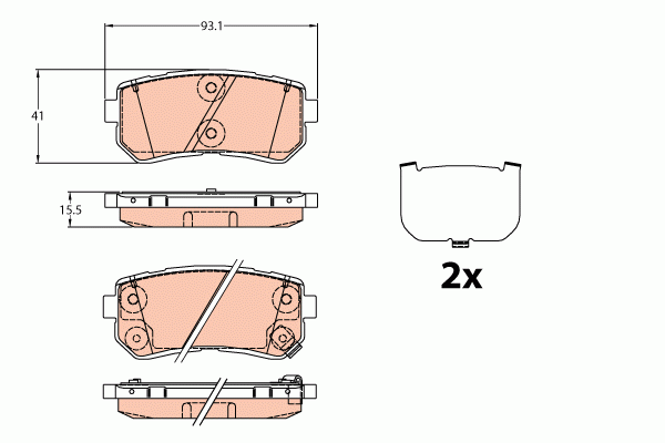 Колодки тормозные KIA Sportage (15-) задние (4шт.) TRW GDB3636 TRW